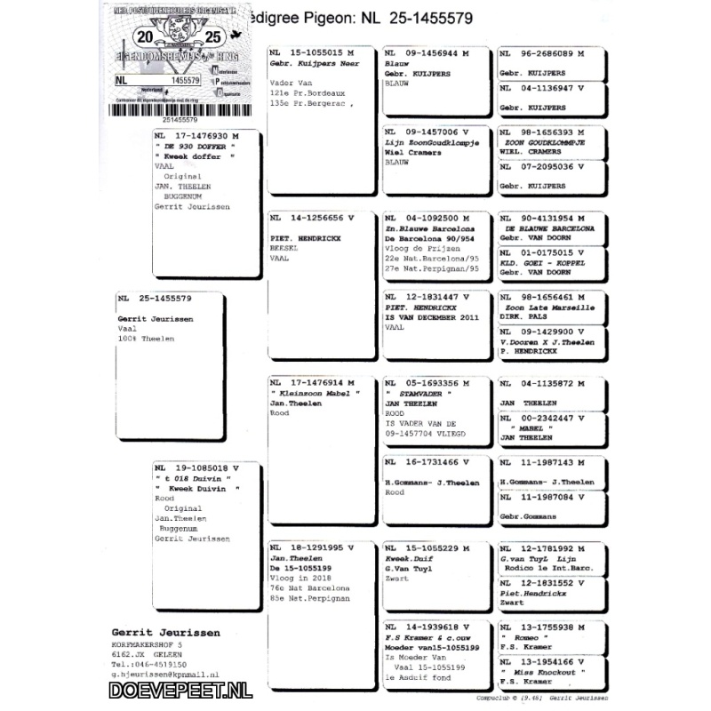 GJ 1	Koop 1 1455579-25 Duivin