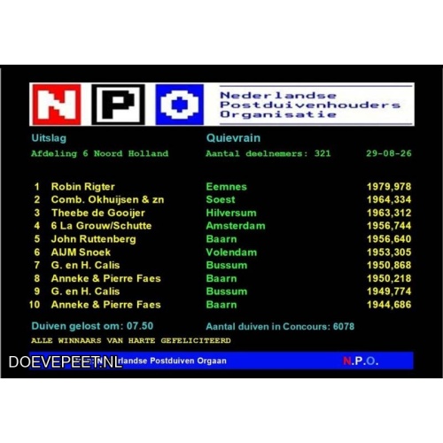 DMP Bon 17 Anneke & Pierre Faes - Baarn 3/3 Jonge duif 2027 uitzoeken