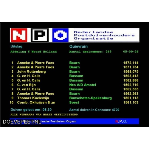 DMP Bon 17 Anneke & Pierre Faes - Baarn 3/3 Jonge duif 2027 uitzoeken