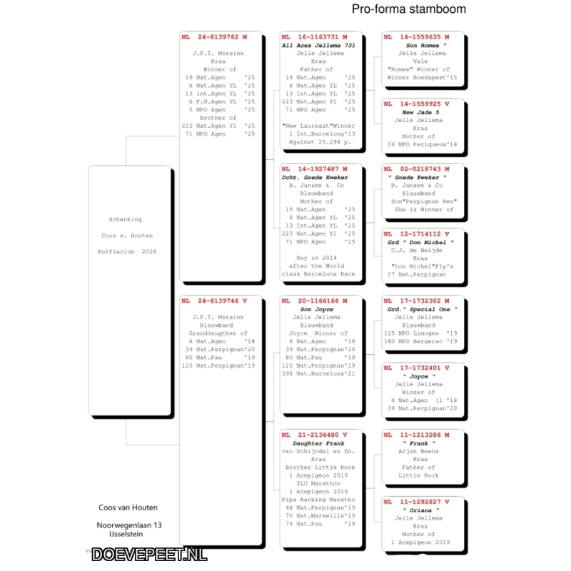 KC Bon 7: Coos van Houten, IJsselstein Jonge duif 2026